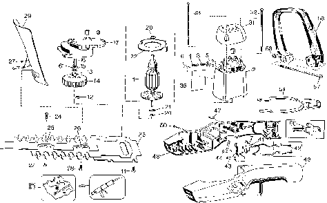 Exploded Diagram A Diagram and Parts List for 8144-04 Type 6 Black and Decker Hedge Trimmer